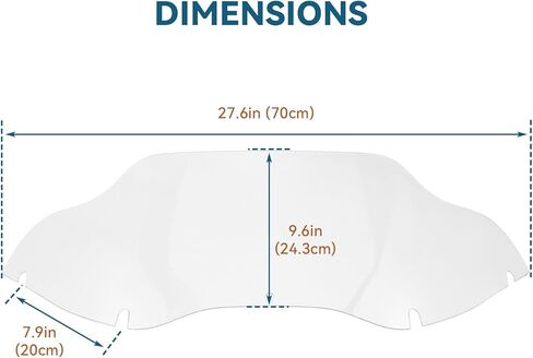 9.5" Motorcycle Windshield, Black Wind Spliter, Wave Windscreen for Harley Davidson Touring Road Glide FLTR 1998 1999 2000 2001 2002 2003 2004 2005 2006 2007 2008 2009 2010-2013 (Transparent) in Saudi Arabia
