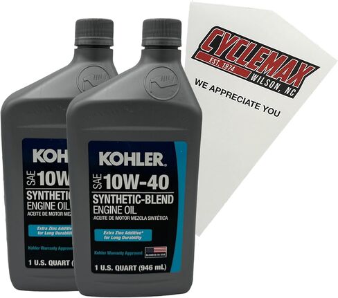 CYCLEMAX Two Pack Compatible with Kohler SAE 10W-40 Synthetic-Blend Engine Oil 25 357 71-S Contains Two Quarts and a Funnel in Kuwait
