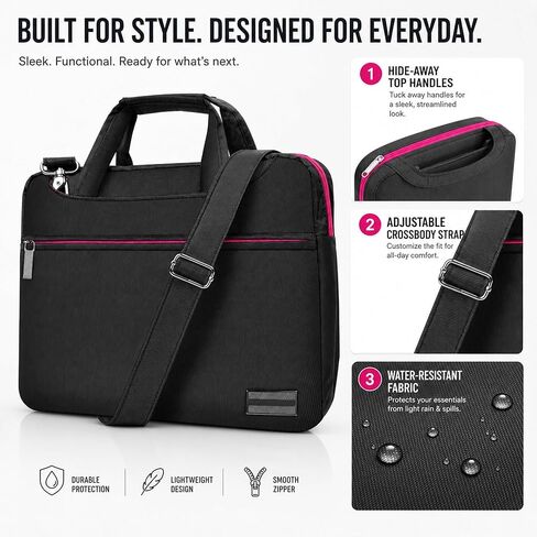 Commuter Crossbody Sling Bag for 11 to 13 inch Laptops and Tablets, Water-Resistant Shoulder Bag with Adjustable Strap and Zip Pockets, compatible with Galaxy Tab S8, Surface Go, iPad Air in Saudi Arabia