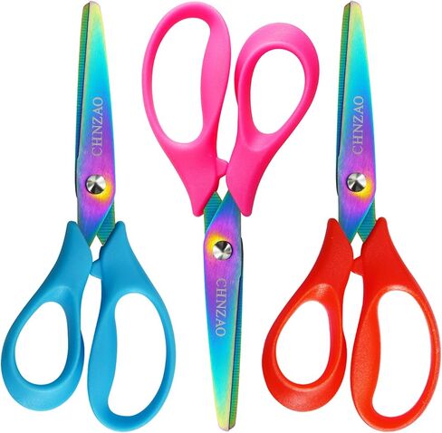 5" Left Handed Scissors Kids,Safety Lefty Kids Scissors,Blunt Tip,Titanium Coating Stainless Steel Blades,Ergonomic Design Left Handles,Suitable for School,Family Daily Use,for Age 4+,3 Pack in Saudi Arabia