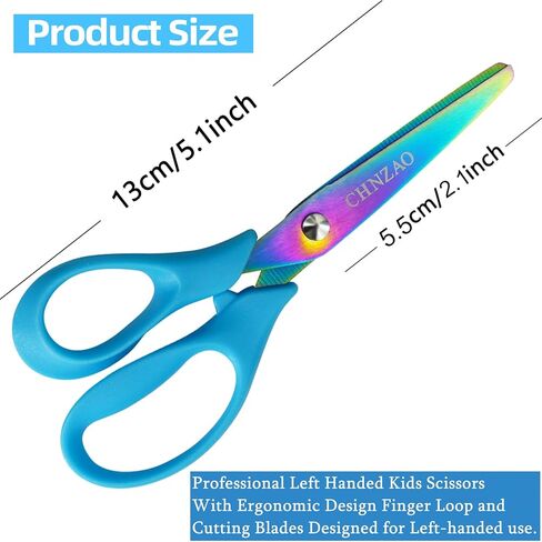 5" Left Handed Scissors Kids,Safety Lefty Kids Scissors,Blunt Tip,Titanium Coating Stainless Steel Blades,Ergonomic Design Left Handles,Suitable for School,Family Daily Use,for Age 4+,3 Pack in Saudi Arabia