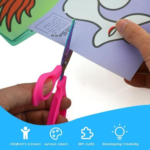 5" Left Handed Scissors Kids,Safety Lefty Kids Scissors,Blunt Tip,Titanium Coating Stainless Steel Blades,Ergonomic Design Left Handles,Suitable for School,Family Daily Use,for Age 4+,3 Pack in Saudi Arabia