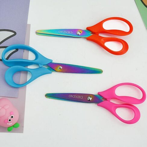 5" Left Handed Scissors Kids,Safety Lefty Kids Scissors,Blunt Tip,Titanium Coating Stainless Steel Blades,Ergonomic Design Left Handles,Suitable for School,Family Daily Use,for Age 4+,3 Pack in Saudi Arabia