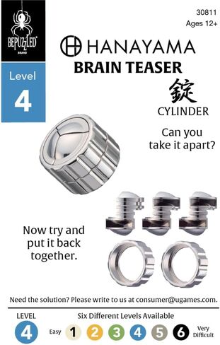 BePuzzled |Cylinder Hanayama Metal Brainteaser Puzzle Mensa Rated Level 4, for Ages 12 and Up in Kuwait