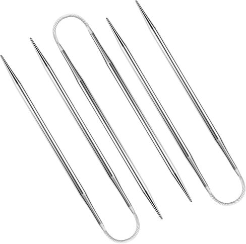2.25MM Double-Pointed Flexible Knitting Needles 3-Piece Set, 9 Inch/23cm Circular Knitting Needles Stainless Steel Needles for Small Projects DIY Knitting in Saudi Arabia