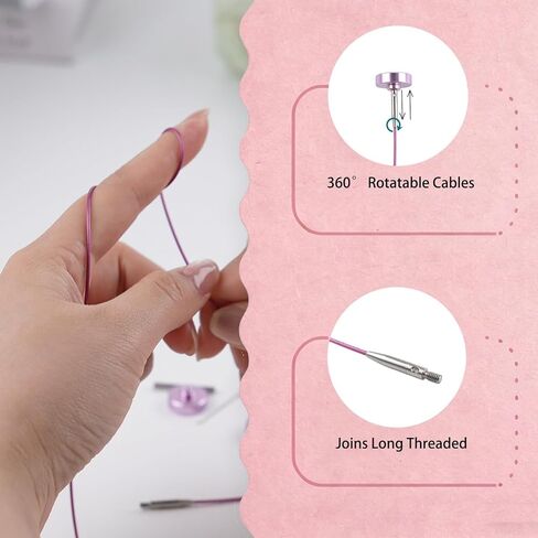 Yarniss Interchangeable Cable for Circular Knitting Needle, 16"/24" Flexible Circular Needle Cord with 360° Swivel, Red in Saudi Arabia