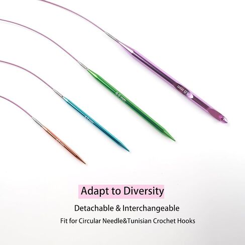 Yarniss Interchangeable Cable for Circular Knitting Needle, 16"/24" Flexible Circular Needle Cord with 360° Swivel, Red in Saudi Arabia