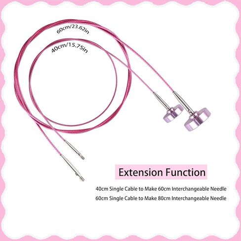 Yarniss Interchangeable Cable for Circular Knitting Needle, 16"/24" Flexible Circular Needle Cord with 360° Swivel, Red in Saudi Arabia