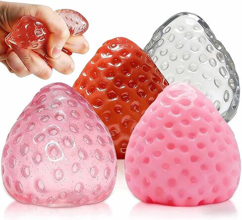 3Pcs Big Squishies Strawberry, Cute Strawberry Squeeze Toys, Upgrade Fruit Squishies, Kawaii Sticky Stress Toy, Clear Fidget Toys, Valentines Gift for Kids, Teen Boys Girls Birthday Gift Ideas in Saudi Arabia