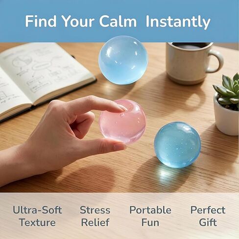 Coconut Oil Stress Ball, 2026 New Coconut Oil Squishy,Slow Rising Squishy, Moldable Sensory Squishy Stress Balls, Anxiety Reliever, for Adult use in Offices and Homes, 2 Pack (Blue+Pink) in Kuwait