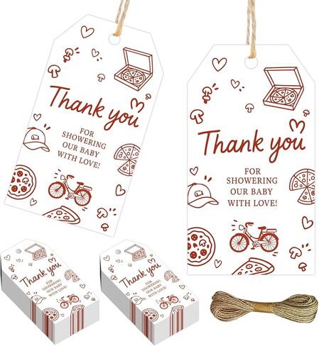 Ciao Baby Shower Decorations 50PCS Slice Slice Baby Thank You Tags A Special Delivery is on The Way Hanging Tags for Italian Pizza Party Time Ciao Baby Shower Party Supplies in Saudi Arabia