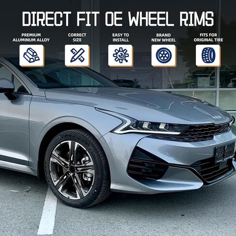 New Replacement Rim 18"x7.5" Machined Grey Premium Aluminum Alloy Wheel Rims Fit for KIA K5 GT EX 2021 2022 2023, Direct Fit and OE Stock Specs 18x7.5 inch Rim in Saudi Arabia