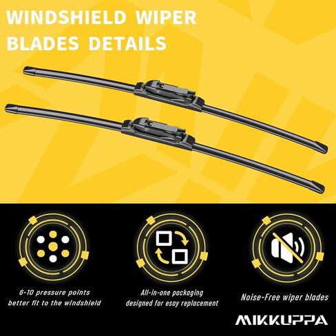شفرات ممسحة أمامية MIKKUPPA مقاس 26 بوصة + 23 بوصة، بديلة لسيارة Toyota Tundra 2007-2020، Toyota Sequoia 2008-2020 - شفرات ممسحة الزجاج الأمامي للسيارات لجميع المواسم لسيارتي، عبوة من قطعتين in Kuwait
