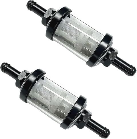 YoRise 2PCS 5/16 "فلتر وقود السيارة، فلتر وقود مضمن قابل للفصل مع رؤية زجاجية شفافة، ملحقات مرشحات البنزين القابلة لإعادة الاستخدام للدراجات النارية، ATV، الدراجة الترابية (فضي) in Kuwait