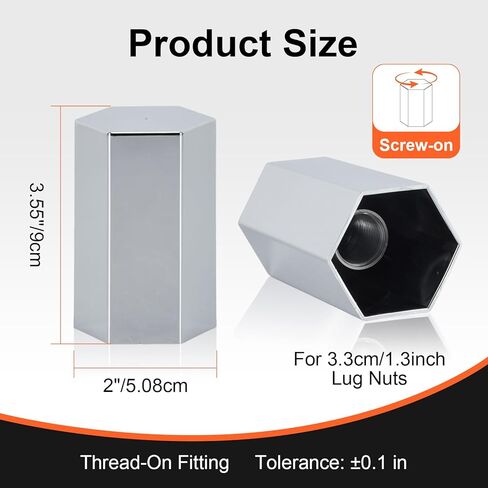33 مم × 3 1/2 بوصة غطاء صامولة عروة ABS كروم غطاء صامولة معيني من البلاستيك، عجلات توجيه بمحور ملائم للخيط، مجموعات غطاء المحور كاملة، أغطية صامولة العروة لمقطورات نصف الشاحنات، 20 عبوة in Saudi Arabia