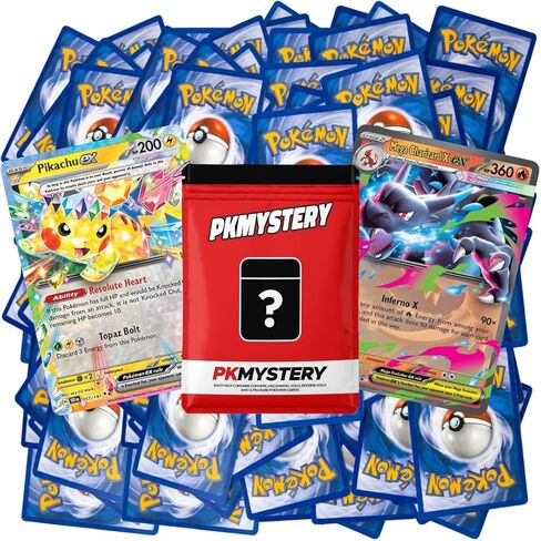 100 Unique Authentic English Pokemon Cards Collection Gift Pack with 10 Holographic and Rare Cards in Kuwait
