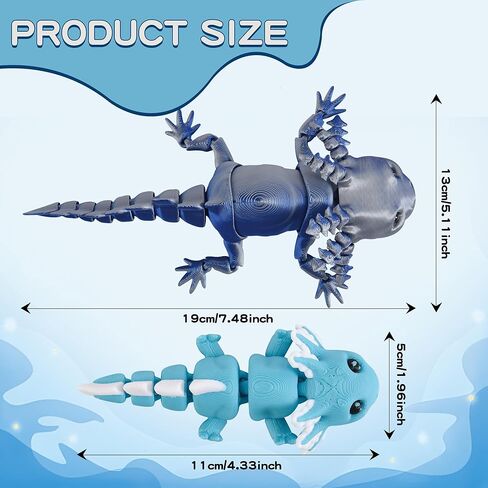 3D Printed American Salamander Figurine, Blue and Ice Blue Color, Desk Toy & Home Decoration in Saudi Arabia