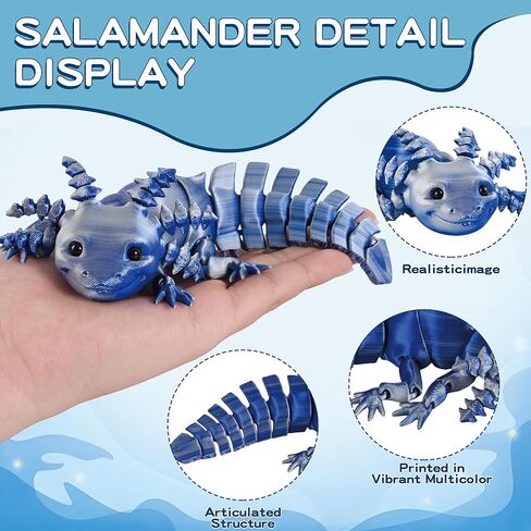 3D Printed American Salamander Figurine, Blue and Ice Blue Color, Desk Toy & Home Decoration in Saudi Arabia