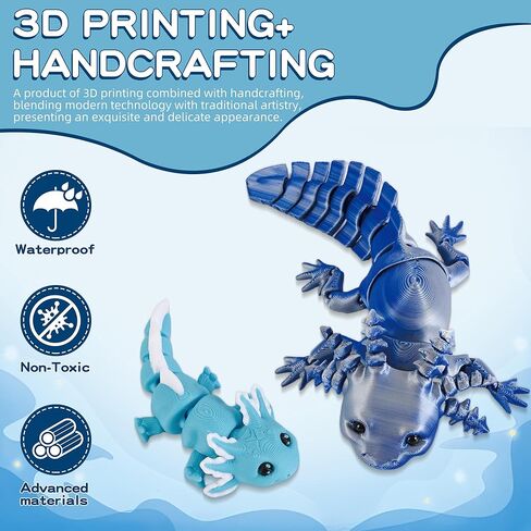 3D Printed American Salamander Figurine, Blue and Ice Blue Color, Desk Toy & Home Decoration in Saudi Arabia