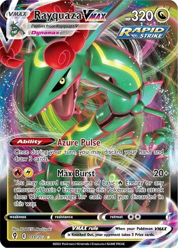 Rayquaza VMAX - 111/203 - نادر جدًا - السيف والدرع - السماء المتطورة in Kuwait