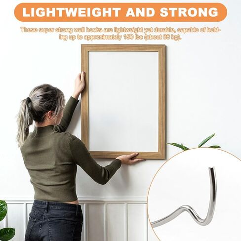 30Pcs Picture Hangers Super Hook, Heavy Duty Drywall Hooks for Hanging Photos Frames Art Clock Mirror Planters, Stainless Steel Picture Hanging Hook Holds Up to 150 lbs in Saudi Arabia