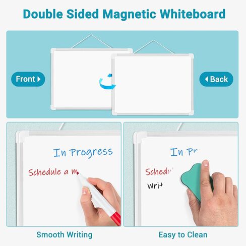 Double-Sided White Board, 16" x 12" Dry Erase Board Small Whiteboard for Wall Magnetic Hanging White Board Dry Erase for College Dorm Room, School, Home, Office in Saudi Arabia