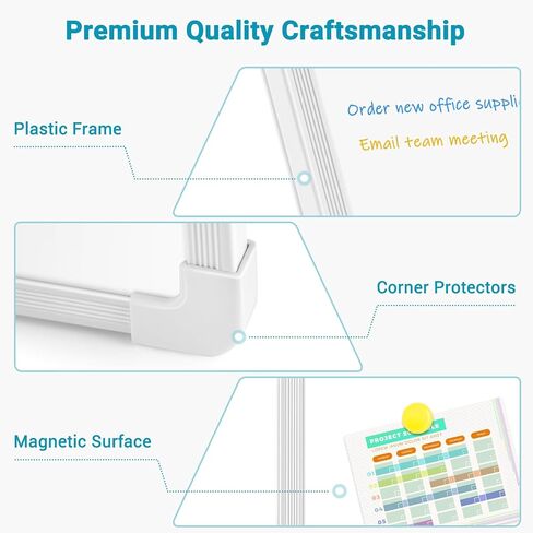 Double-Sided White Board, 16" x 12" Dry Erase Board Small Whiteboard for Wall Magnetic Hanging White Board Dry Erase for College Dorm Room, School, Home, Office in Saudi Arabia