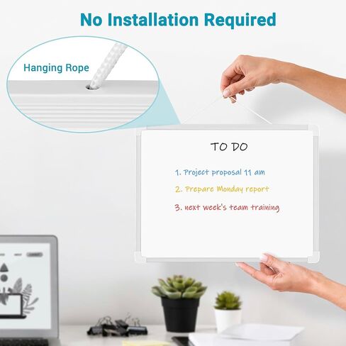 Double-Sided White Board, 16" x 12" Dry Erase Board Small Whiteboard for Wall Magnetic Hanging White Board Dry Erase for College Dorm Room, School, Home, Office in Saudi Arabia