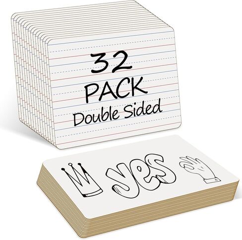 JUSTPAT 32 Pack Dry Erase Boards, 9"x12" Double Sided Small Whiteboards with Lines for Kids, Education Teacher Classroom Bulk, Mini Portable Drawing Writing White Boards Lined Lapboards for Students in Saudi Arabia