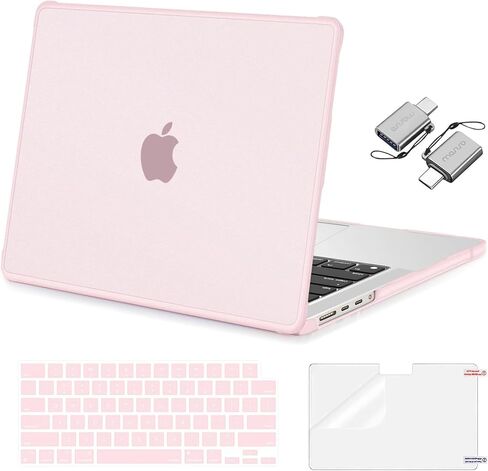 MOSISO Compatible with MacBook Pro 14 inch Case 2026-2021 M5 M4 M3 M2 M1 A3427 A3426 A3434 A3112 A3185 A3401 A2918 A2992 A2779 A2442, 4 in 1 Kit Crack-Resistant Reinforced Corners Shell, Pink in Kuwait