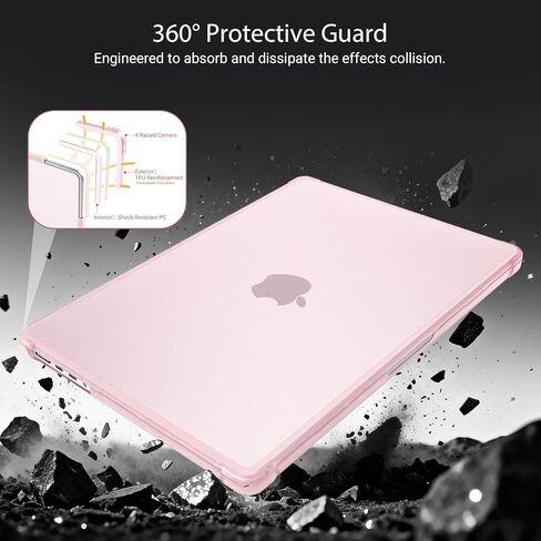MOSISO Compatible with MacBook Pro 14 inch Case 2026-2021 M5 M4 M3 M2 M1 A3427 A3426 A3434 A3112 A3185 A3401 A2918 A2992 A2779 A2442, 4 in 1 Kit Crack-Resistant Reinforced Corners Shell, Pink in Kuwait