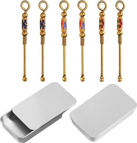 Portable mini metal spoon 8-piece set, retro brass ear spoon necklace pendant keychain, suitable for kitchen DIY handcrafting in Saudi Arabia