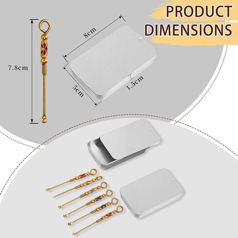 Portable mini metal spoon 8-piece set, retro brass ear spoon necklace pendant keychain, suitable for kitchen DIY handcrafting in Saudi Arabia