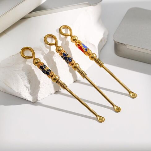 Portable mini metal spoon 8-piece set, retro brass ear spoon necklace pendant keychain, suitable for kitchen DIY handcrafting in Saudi Arabia