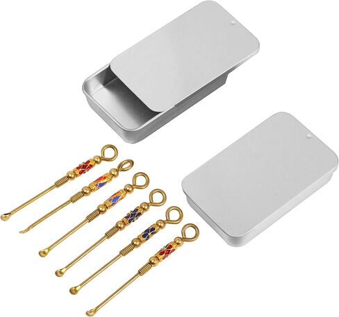 Portable mini metal spoon 8-piece set, retro brass ear spoon necklace pendant keychain, suitable for kitchen DIY handcrafting in Saudi Arabia