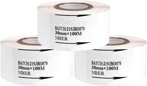 Hot Stamp Foil White, 30mm x 100m (3-Pack) – for Date Coding Semi and Full Automatic Labelers, Batch Numbering & Expiration Marking on Food Packaging, Plastic & Paper Products in Saudi Arabia