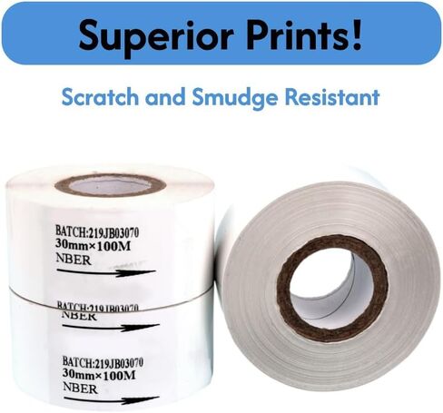 Hot Stamp Foil White, 30mm x 100m (3-Pack) – for Date Coding Semi and Full Automatic Labelers, Batch Numbering & Expiration Marking on Food Packaging, Plastic & Paper Products in Saudi Arabia