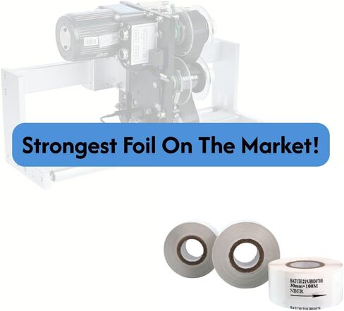 Hot Stamp Foil White, 30mm x 100m (3-Pack) – for Date Coding Semi and Full Automatic Labelers, Batch Numbering & Expiration Marking on Food Packaging, Plastic & Paper Products in Saudi Arabia