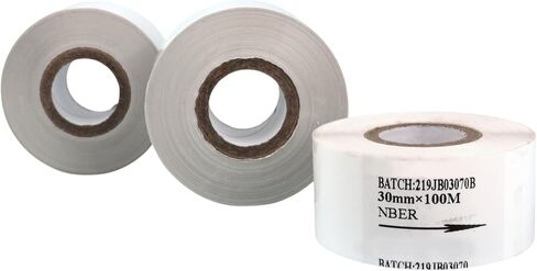Hot Stamp Foil White, 30mm x 100m (3-Pack) – for Date Coding Semi and Full Automatic Labelers, Batch Numbering & Expiration Marking on Food Packaging, Plastic & Paper Products in Saudi Arabia