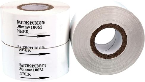 Hot Stamp Foil White, 30mm x 100m (3-Pack) – for Date Coding Semi and Full Automatic Labelers, Batch Numbering & Expiration Marking on Food Packaging, Plastic & Paper Products in Saudi Arabia