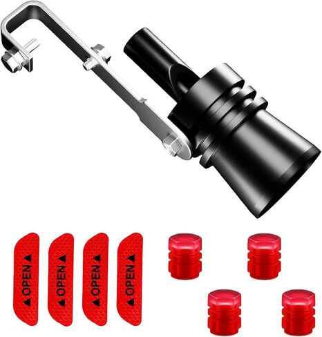 Turbo Exhaust Whistle for Cars, Trucks & SUVs – Universal Aluminum Muffler Whistle Creates Turbo Sound, Easy 5-Minute Installation, Includes 4 Valve Caps & 4 Warning Stickers in Saudi Arabia