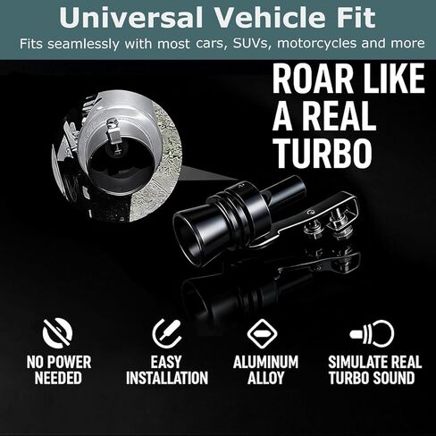 Turbo Exhaust Whistle for Cars, Trucks & SUVs – Universal Aluminum Muffler Whistle Creates Turbo Sound, Easy 5-Minute Installation, Includes 4 Valve Caps & 4 Warning Stickers in Saudi Arabia