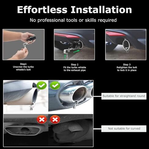 Turbo Exhaust Whistle for Cars, Trucks & SUVs – Universal Aluminum Muffler Whistle Creates Turbo Sound, Easy 5-Minute Installation, Includes 4 Valve Caps & 4 Warning Stickers in Saudi Arabia