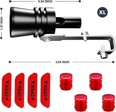 Turbo Exhaust Whistle for Cars, Trucks & SUVs – Universal Aluminum Muffler Whistle Creates Turbo Sound, Easy 5-Minute Installation, Includes 4 Valve Caps & 4 Warning Stickers in Saudi Arabia