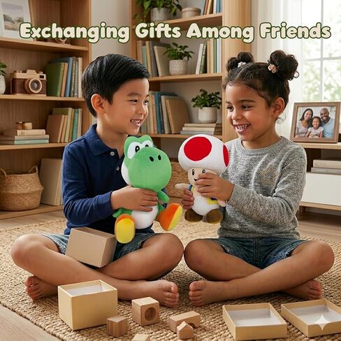 Felskin 6PCS Mario Plush Toy Set, Cute Character Stuffed Dolls Including Mario Luigi Peach Toad Yoshi Egg, Soft Plush Figure Collection Gift for Fans Room Decor,9.8in in Saudi Arabia
