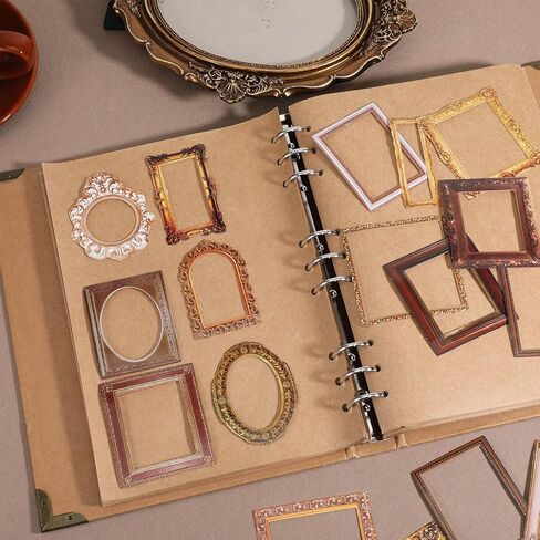 120 Pcs Frame Stickers for Scrapbooking, Scrapbook Frames Mini Vintage Picture Frame Stickers, Decorative Paper Frames for DIY Crafts, Scrapbook Photo Diary Embellishment in Saudi Arabia