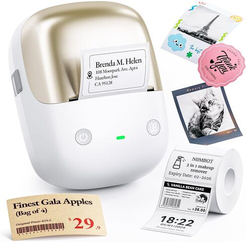 صانع ملصقات بلوتوث NIIMBOT B2 Pro، طابعة ملصقات حرارية عالية الدقة 300 ديسيبل متوحد الخواص، طابعة ملصقات حرارية محمولة مع لفة واحدة، تدعم الطباعة باللونين الأحمر والأسود، لتنظيم المكاتب المنزلية والشركات الصغيرة، ذهبي in Kuwait