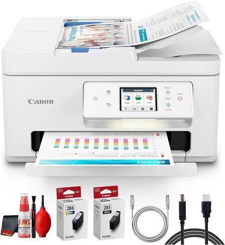 طابعة Canon PIXMA TR7820 الكل في واحد نافثة للحبر للمكتب المنزلي والعمل المدرسي والمستندات والملصقات والصور والحرف اليدوية والطباعة اللاسلكية من الأجهزة (6258C002) + كابل الطابعة + مجموعة التنظيف (حزمة 6 قطع) in Kuwait