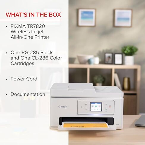 طابعة Canon PIXMA TR7820 الكل في واحد نافثة للحبر للمكتب المنزلي والعمل المدرسي والمستندات والملصقات والصور والحرف اليدوية والطباعة اللاسلكية من الأجهزة (6258C002) + كابل الطابعة + مجموعة التنظيف (حزمة 6 قطع) in Kuwait