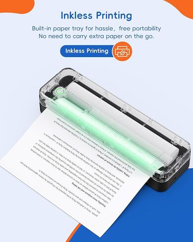 A41 Bluetooth Thermal Printer, Portable Inkless Printer for Travel Supports 8.5 x 11 Inch Paper, Small Mobile Printing Device Ideal for Office, School, Home in Kuwait